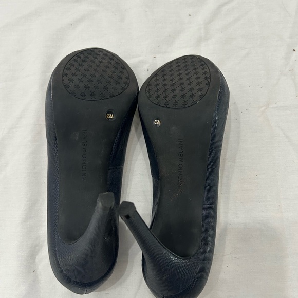 Excellent Condition Antonio Melani Black Peep Toe Heels Size 8.5 - Picture 6 of 6